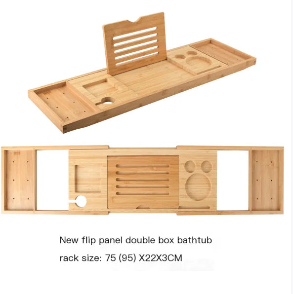 Expandable Non-Slip Bamboo Bathtub Storage Rack
