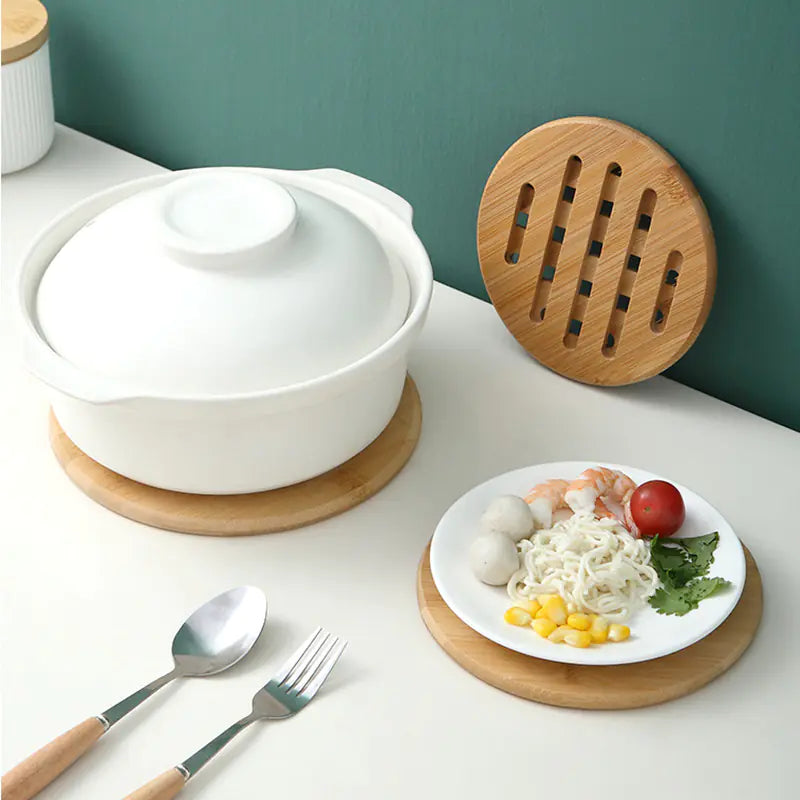 Round Bamboo Heat-Resistant Table Mat for Home Use