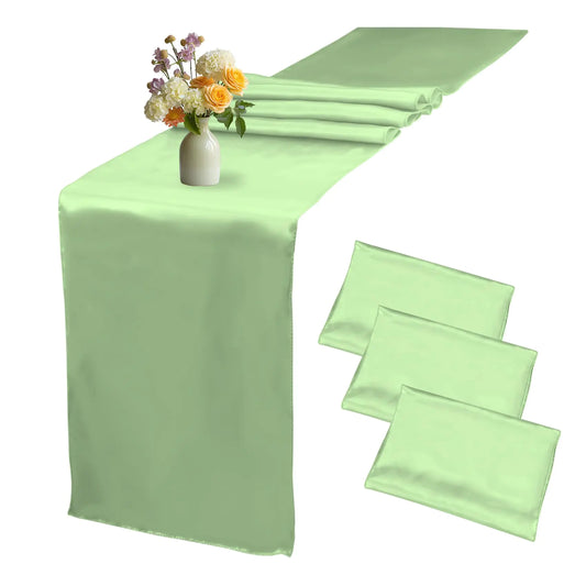 Table Runner Sage Green Table Runner 3PCS Satin Table Runner Table Runner for Party 12 x 108 Inches Silk Wedding Table Runner for Spring Baby Shower Wedding Banquet Birthday Party Decorations