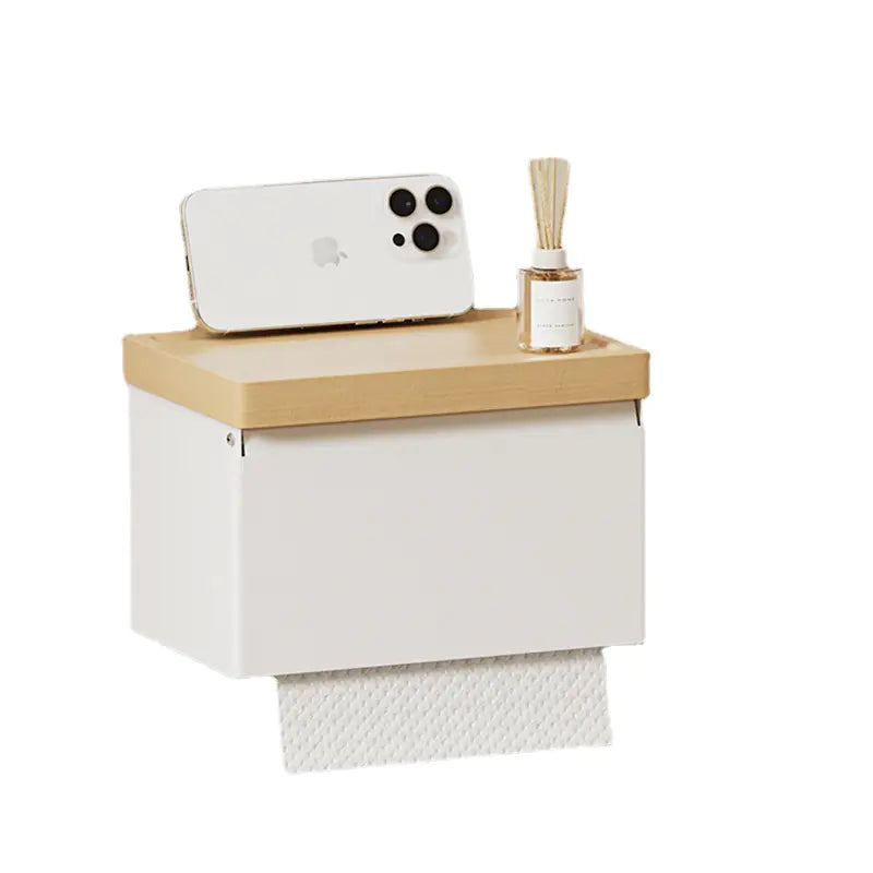 Wooden Wall-Mounted Tissue Box for Bathroom Storage