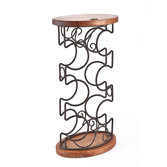 Wooden Wrought Iron Wine Rack for Dining Table Decor