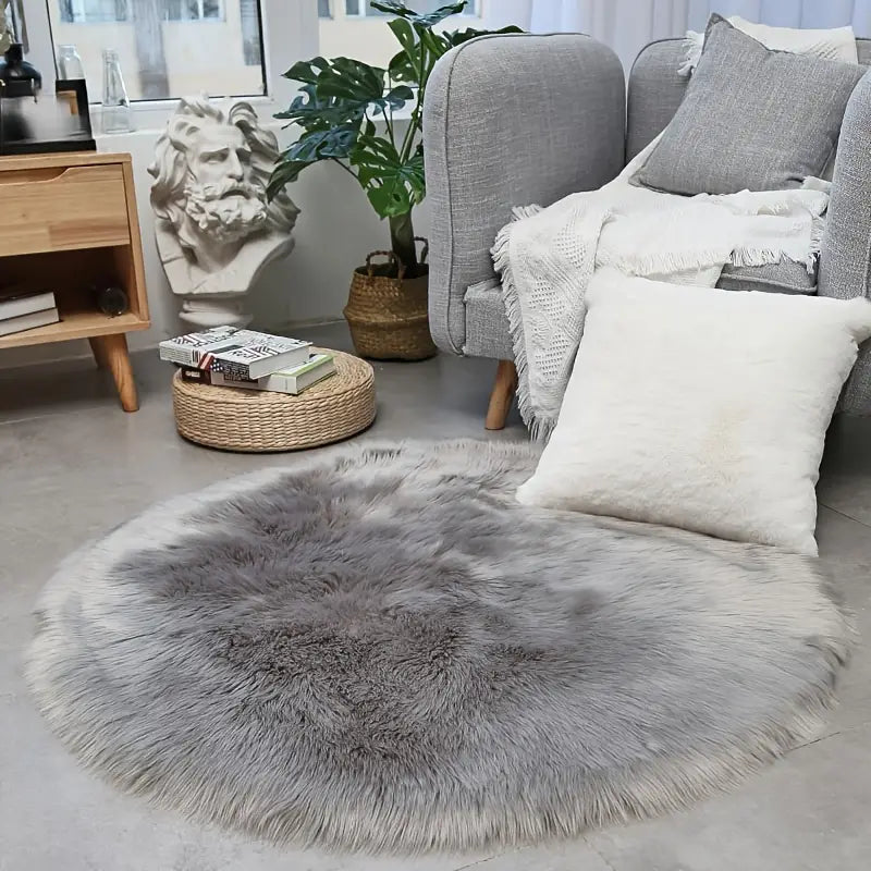 1pc Modern Simple Plush Round Area Rug