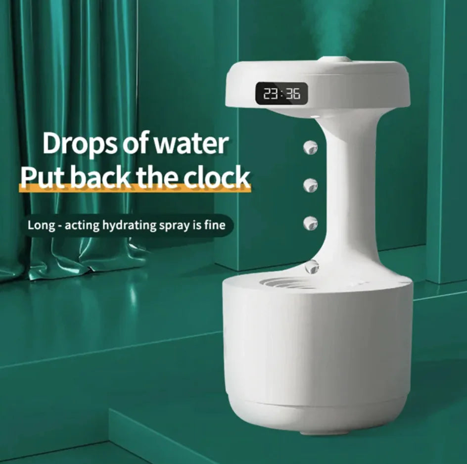Anti-Gravity Water Drop Humidifier With Clock