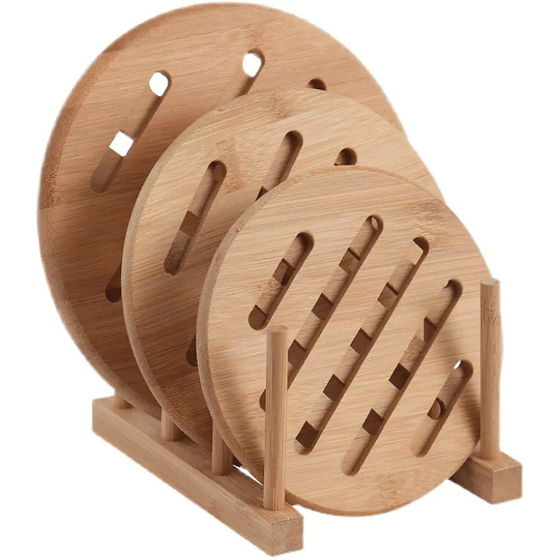 Round Bamboo Heat-Resistant Table Mat for Home Use