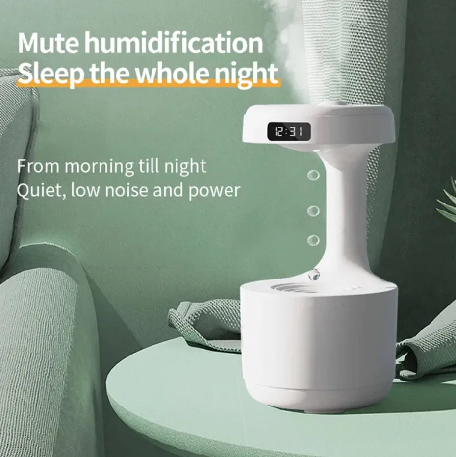 Anti-Gravity Water Drop Humidifier With Clock