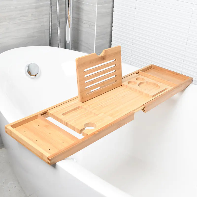 Expandable Non-Slip Bamboo Bathtub Storage Rack