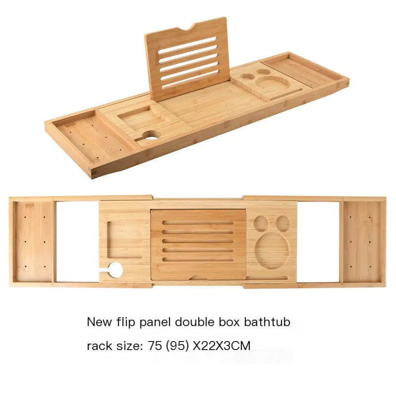 Expandable Non-Slip Bamboo Bathtub Storage Rack