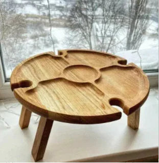 Wooden Outdoor Folding Picnic Table with Glass Holder